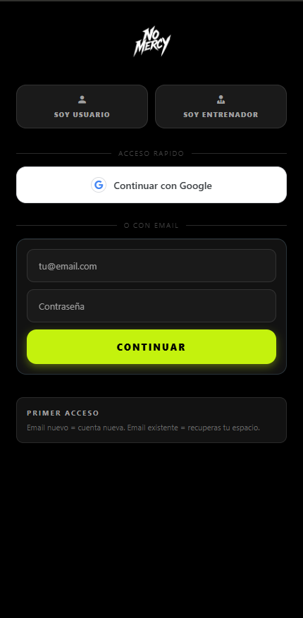Pantalla de login